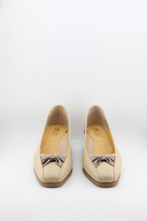 DFC Relax Wedge Loafers with Bow Accent